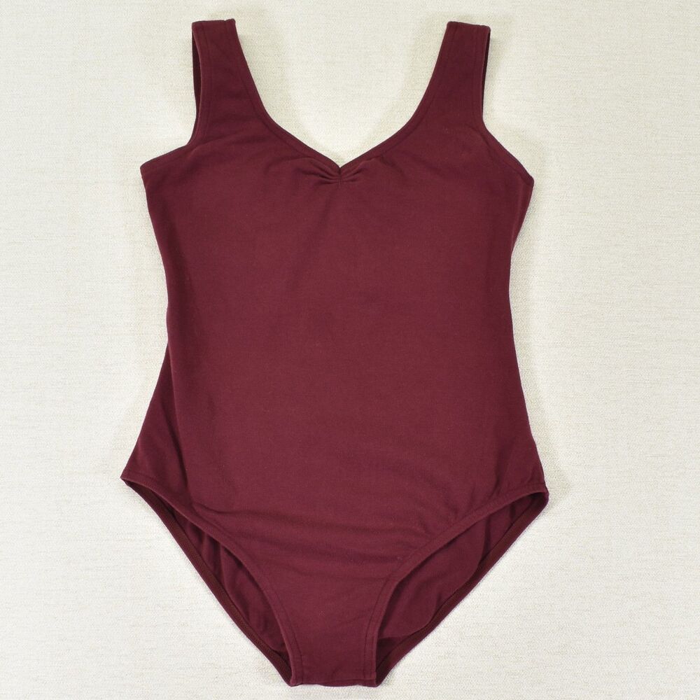 Bloch Dance Leotard Burgundy Wine Red V-Neck Pinch Front Women's Large